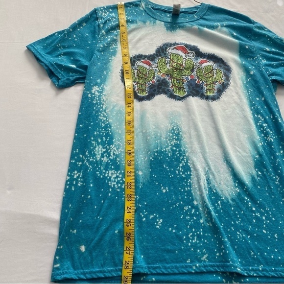 Gildan T-shirt Christmas Cactus Tie Dye Bo Boho Festival Fiesta Hippe Size Large - Picture 5 of 7